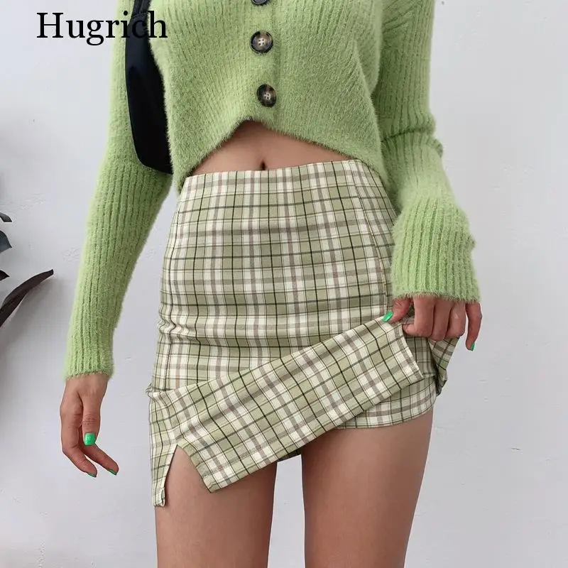 

Women Split Details Plaid Mini Skirt With Under Shorts Mini Skort In Check