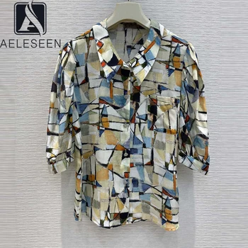 AELESEEN Runway Fashion Silk Blouse 2020 Women's Puff Sleeve Geometic Printed Office Holiday Party Spring Summer Blouse
AELESEEN Runway Fashion Silk Blouse 2020 Women's Puff Sleeve Geometic Printed Office Holiday Party Spring Summer Blouse