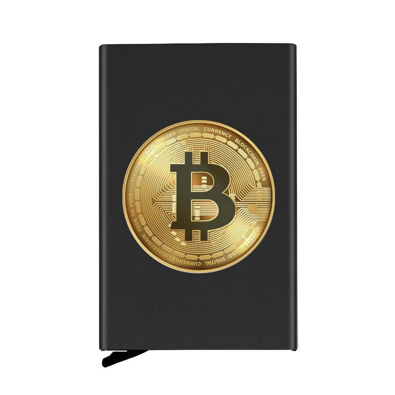 High Quality New Bitcoin Symbol Automatic Pop Up Credit Card Holder Cover Rfid Aluminum Pocket Wallet | Багаж и сумки