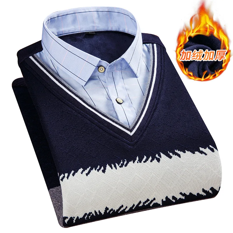 Mock Two-Piece Sweater Men's Autumn Clothing Thick Base Shirt 2019 Autumn And Winter Korean-style Men Shirt Collar Sweater plus
Mock Two-Piece Sweater Men's Autumn Clothing Thick Base Shirt 2019 Autumn And Winter Korean-style Men Shirt Collar Sweater plus
