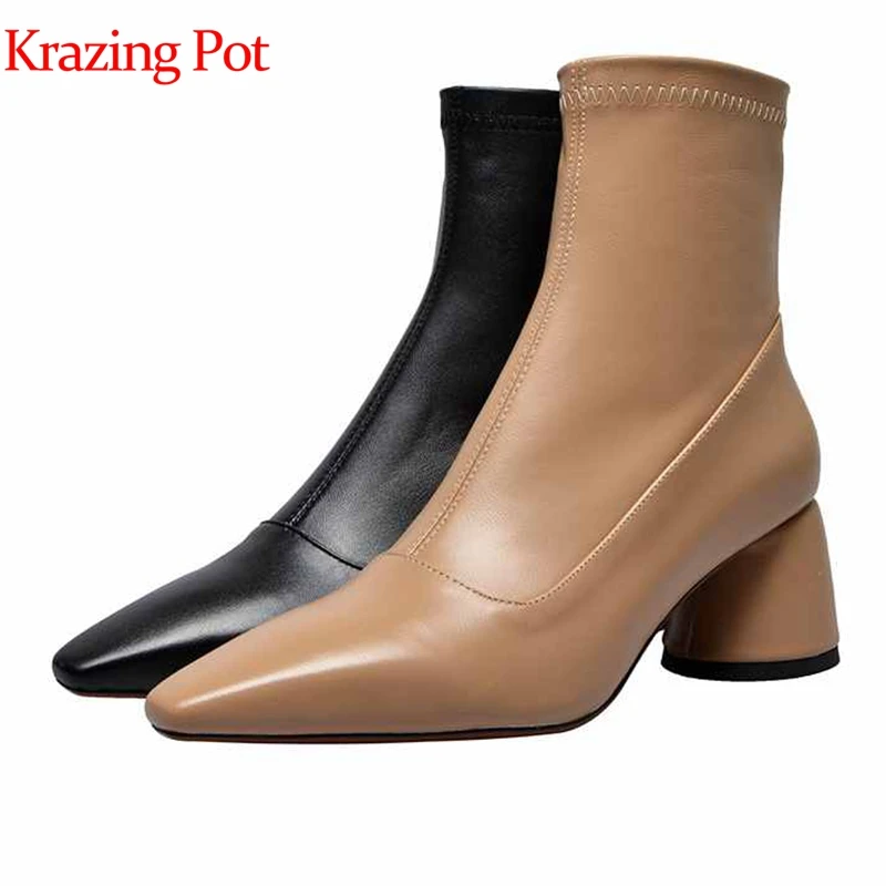 Krazing pot basic 2019 clothing genuine leather square toe zipper round med heels ankle boots keep warm stretch ankle boots L59
Krazing pot basic 2019 clothing genuine leather square toe zipper round med heels ankle boots keep warm stretch ankle boots L59