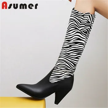 ASUMER 2020 big size 34-48 newest knee high boots women pointed toe Zebra pattern leopard autumn winter long boots woman
ASUMER 2020 big size 34-48 newest knee high boots women pointed toe Zebra pattern leopard autumn winter long boots woman