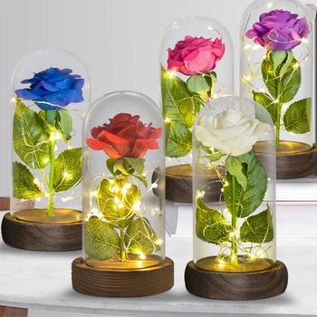 LED Light Beauty Beast Red Artificial Flowers Rose in Glass dome Romantic Gifts For Valentine Mother's Day Christmas Home Decor
LED Light Beauty Beast Red Artificial Flowers Rose in Glass dome Romantic Gifts For Valentine Mother's Day Christmas Home Decor