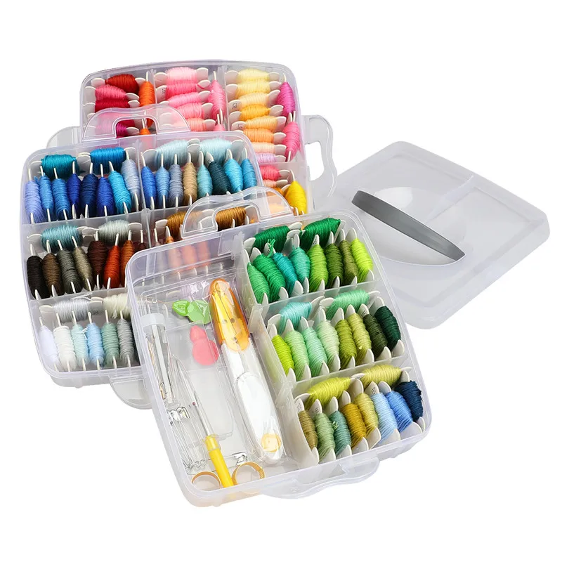 192 Pack Embroidery Floss Set with 150 Colors Cross Stitch Friendship Bracelets Threads Scissors Needles Sewing Accessories Kit (9)