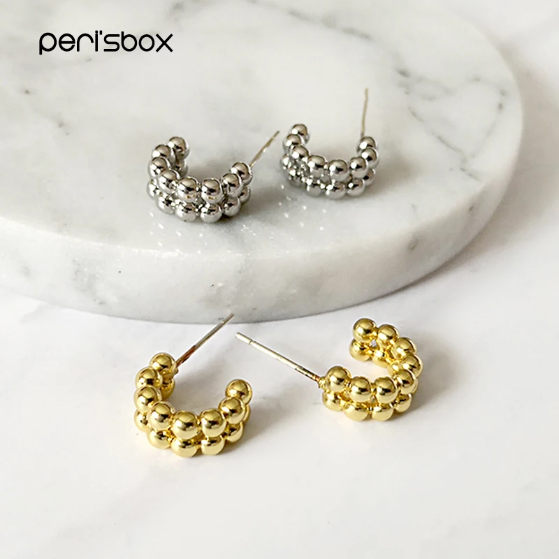 Peri'sBox 2 Row Simple Gold Beaded Hoop Earrings C shape Mini Earrings Hoop Semi Circle Beads Minimalist Hoop Earrings for Women
Peri'sBox 2 Row Simple Gold Beaded Hoop Earrings C shape Mini Earrings Hoop Semi Circle Beads Minimalist Hoop Earrings for Women