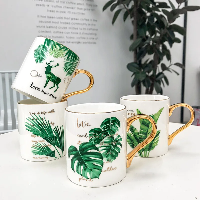 Creative Golden handle ceramic Mug, Personality Tropical plant pattern Coffee Cup office business tea mug Drinkware Mugs Gift
Creative Golden handle ceramic Mug, Personality Tropical plant pattern Coffee Cup office business tea mug Drinkware Mugs Gift