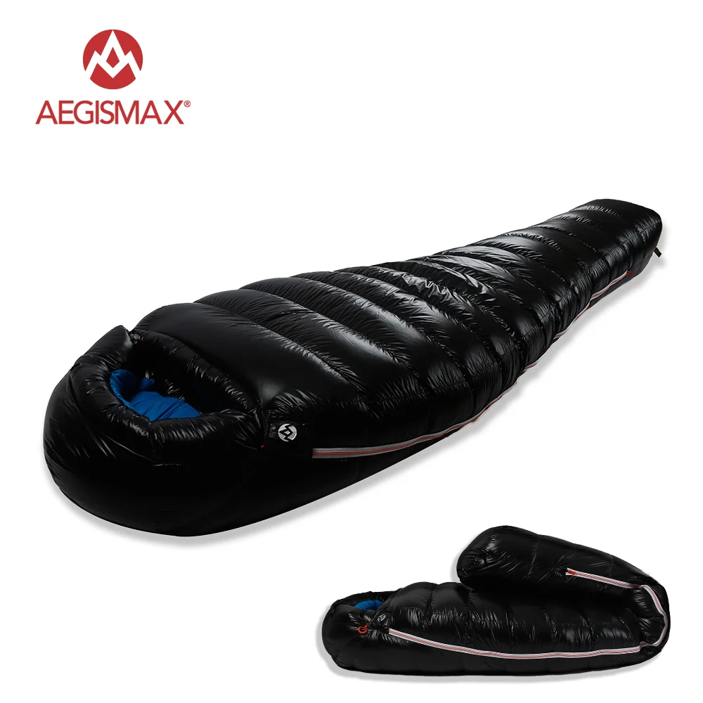 

AEGISMAX 95% White Goose Down Mummy Type Camping Sleeping Bag Cold Winter Ultralight Baffle Design Camping Splicing FP800 G1-G5