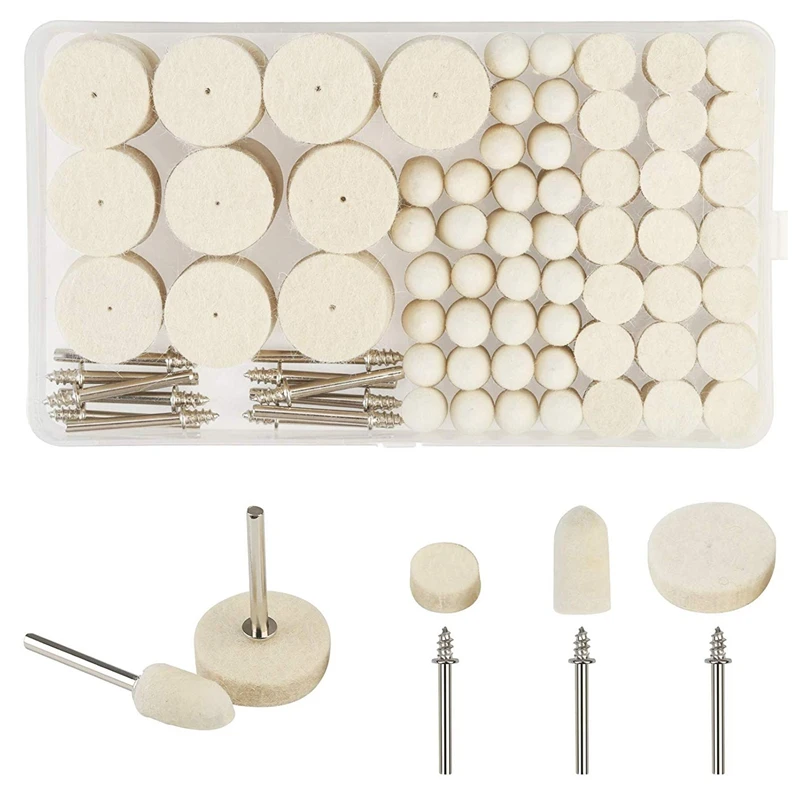 GTBL 123Pcs Wool Felt Polishing Pad Felt Mounted Mandrel Set Grinding Head Buffing Wheel for Rotary Tools Jewelry,Glass,Metal,Ce
GTBL 123Pcs Wool Felt Polishing Pad Felt Mounted Mandrel Set Grinding Head Buffing Wheel for Rotary Tools Jewelry,Glass,Metal,Ce