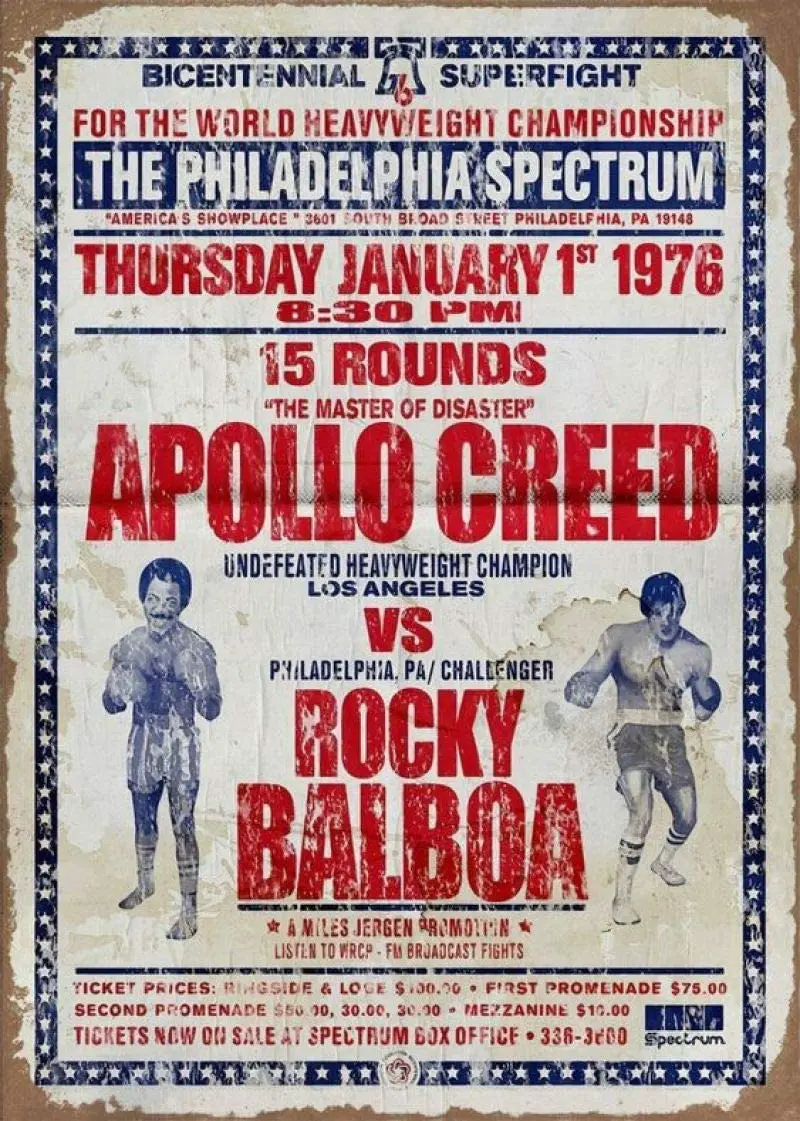 Retro Metal Tin Sign Vintage Thursday January 1st 1976 Apollo Creed Vs Rocky Balboa Aluminum for Home Coffee Wall Decor | Дом и сад