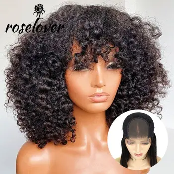 ROSELOVER Curly Human Hair Wig With Bangs 180% Density Short Bob Wigs for Woman Remy Pre-Plucked Brazilian Wig Bleached Knot
ROSELOVER Curly Human Hair Wig With Bangs 180% Density Short Bob Wigs for Woman Remy Pre-Plucked Brazilian Wig Bleached Knot