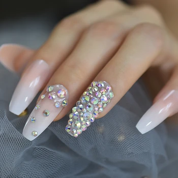 3D Rhinestones Gem Ombre Gradient Pink Nude French Ballerina Press on False Nails Extra Long Natural Coffin UV Fake Fingers Nail
3D Rhinestones Gem Ombre Gradient Pink Nude French Ballerina Press on False Nails Extra Long Natural Coffin UV Fake Fingers Nail
