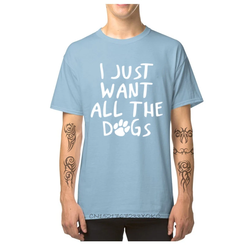 3D Printed Funny T Shirt for Men Prevailing VALENTINE DAY O-Neck 100% Cotton Short Sleeve Tshirts Printed On Clothing Shirt I Just Want All The Dogs-1298 light
