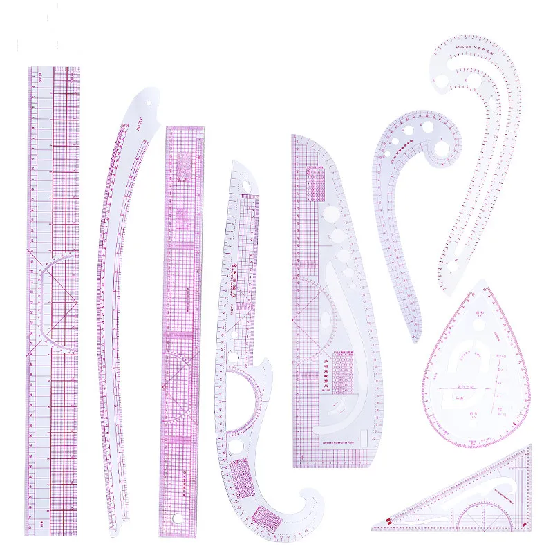 Fanct 9Pcs French Curve Ruler Set Muti Function Measure Dressmaking Sewing Drawing Template Tool DIY Craft