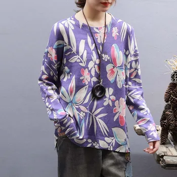 Women Sweater Long Sleeve Loose Round Neck Printed Pullover Autumn Winter Knit Top XRQ88
Women Sweater Long Sleeve Loose Round Neck Printed Pullover Autumn Winter Knit Top XRQ88