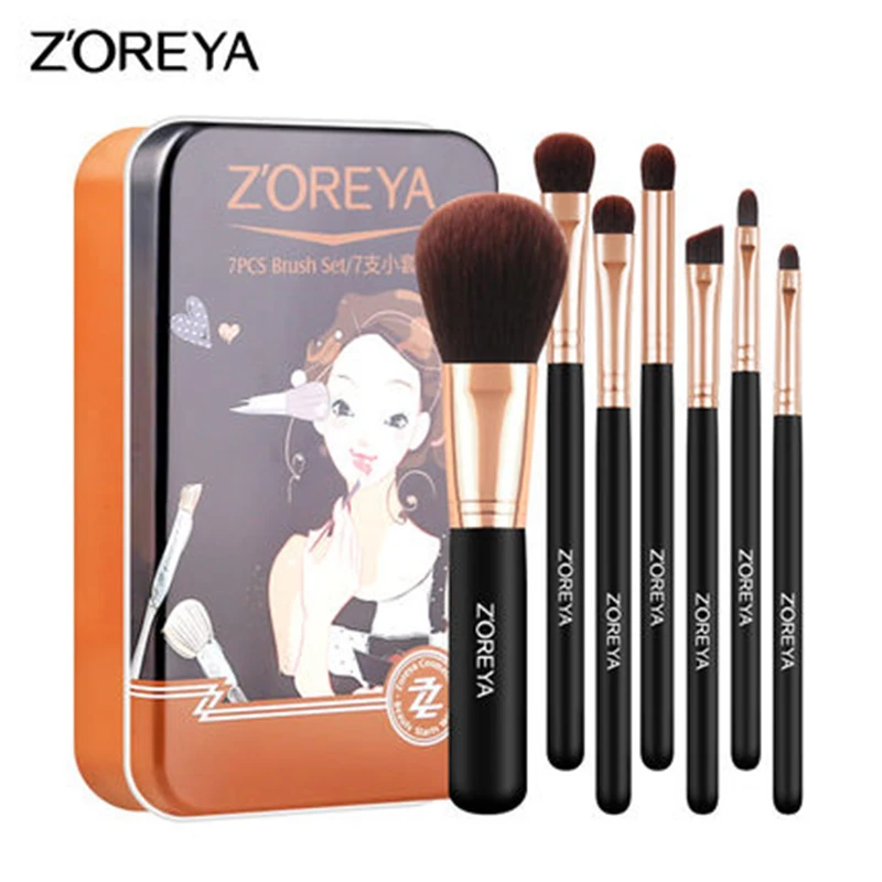 

Zoreya 7pcs Makeup Brushes Set Eyeshadow Concealer Foundation Powder Blush Lip Eye Make Up Brush kabuki Blendidng Cosmetics Tool