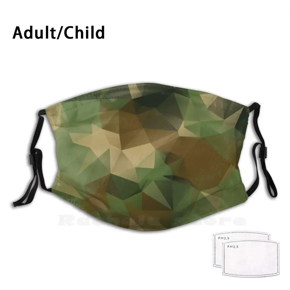 Polygon Camouflage Funny Print Reusable Pm2.1605 Filter Face Mask Camo Low Poly Abstract Pattern | Аксессуары для одежды