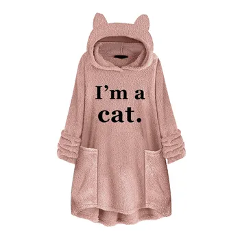 winter sweatshirt women Fleece Cat Ear letters Embroidery Plus Size Warm cute Hoodie Tops loose overcoat d91021 
winter sweatshirt women Fleece Cat Ear letters Embroidery Plus Size Warm cute Hoodie Tops loose overcoat d91021