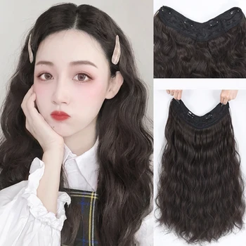 

4 Clip Lange lockige Frauen Clip in Haar Extensions Schwarz Braun Hohe Tempreture Synthetische Haar Stück