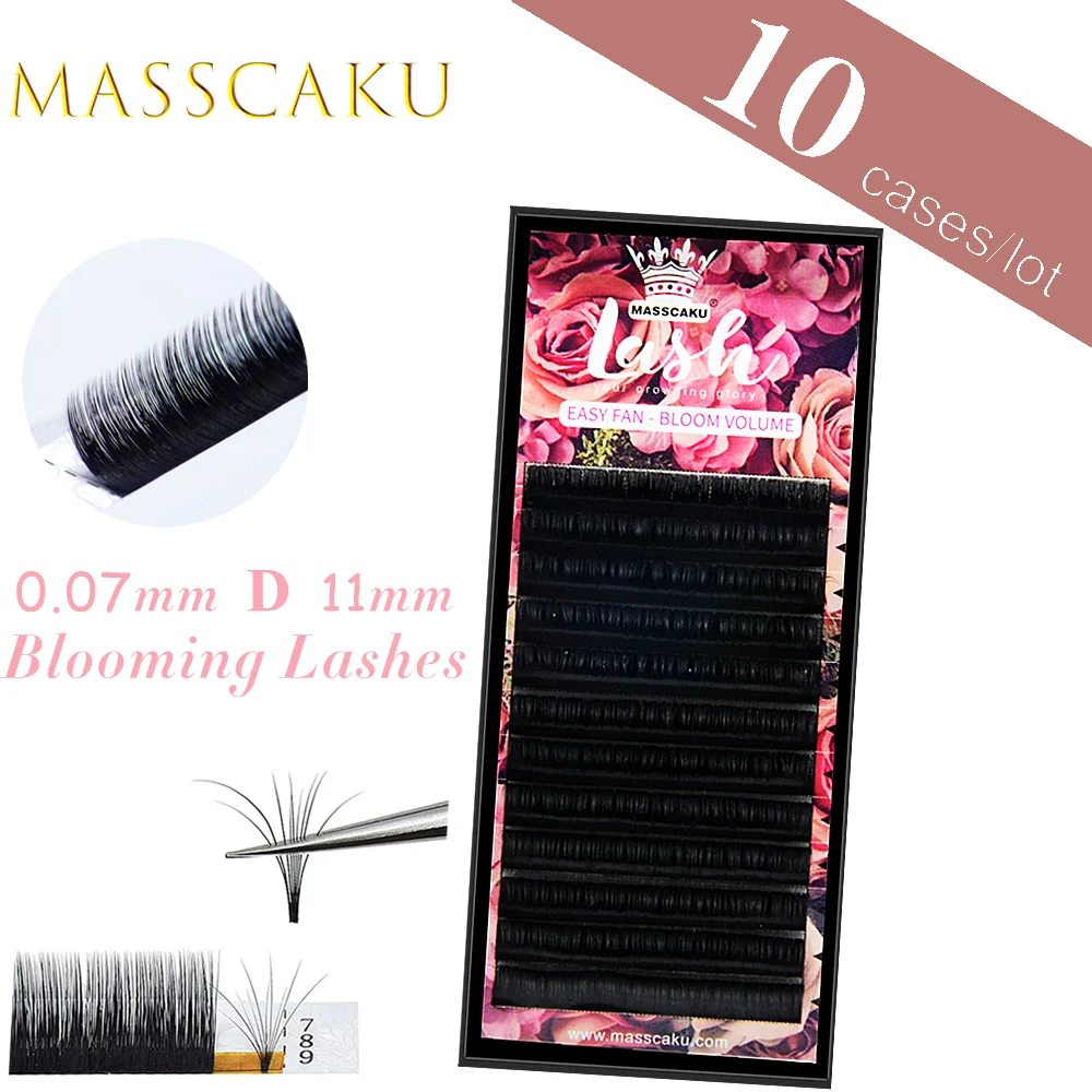 

MASSCAKU 10Cases/Lot Easy Fan Lashes Rapid Volume Fans Eyelash Extension Automatic Flowering Blooming Eyelashes