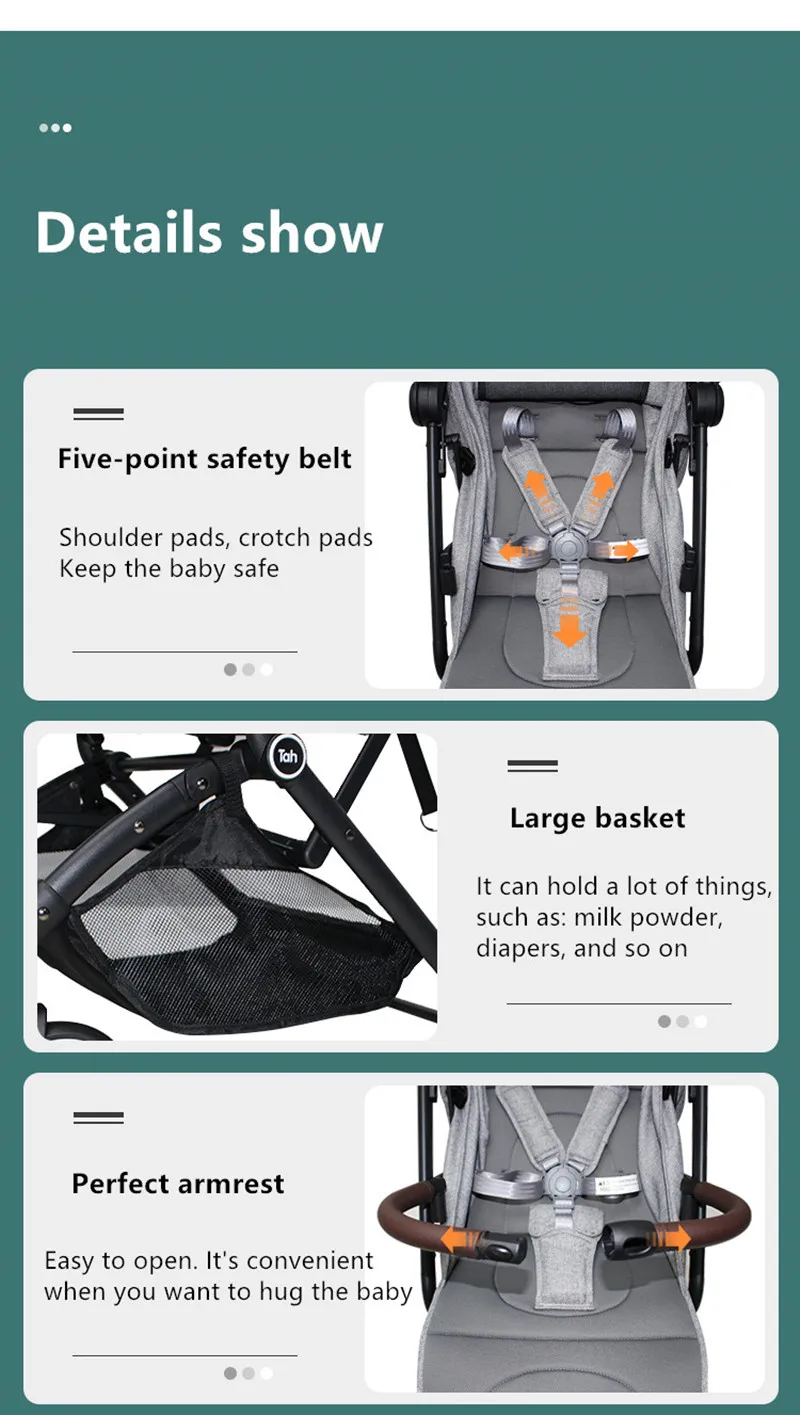 Original Baby Stroller Light Aluminium alloy baby Travel Stroller can sit or lie Buggy Portable Folding Pram with shock absorber