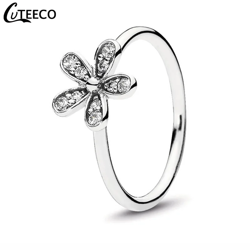 Фото CUTEECO простой серебряный цвет Маргаритка цветение вишни обручальные кольца для