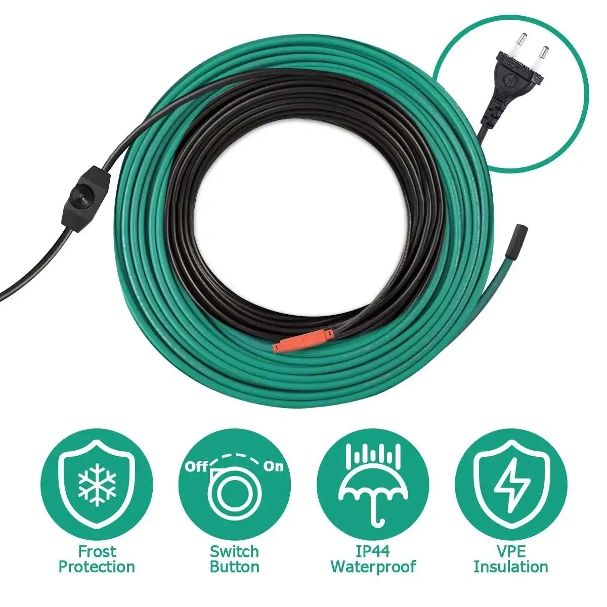 Anti-freeze pipe heating cable pipe frost protection 220v waterproof heating cable with mini inteligent controller EU Plug
Anti-freeze pipe heating cable pipe frost protection 220v waterproof heating cable with mini inteligent controller EU Plug