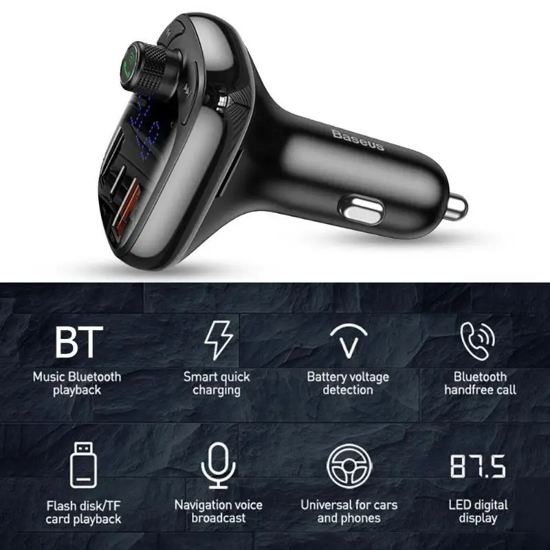 Baseus Quick Charge USB 3 Ports Bluetooth 5.0 Dual USB Type-C 32G TF Card 12V-24V Car Auto Charging Phone Charger
Baseus Quick Charge USB 3 Ports Bluetooth 5.0 Dual USB Type-C 32G TF Card 12V-24V Car Auto Charging Phone Charger