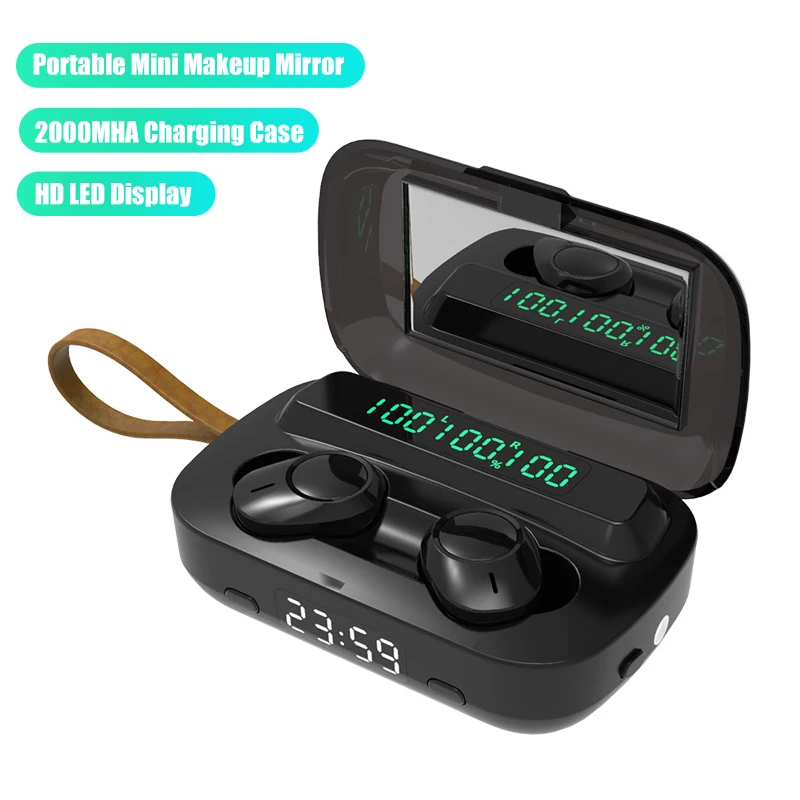 Wireless Earphone TWS Bluetooth 9D Stereo Noise Cancel Headset Touch Control Earbuds With 2000MAH Charging Box Clock Display
Wireless Earphone TWS Bluetooth 9D Stereo Noise Cancel Headset Touch Control Earbuds With 2000MAH Charging Box Clock Display