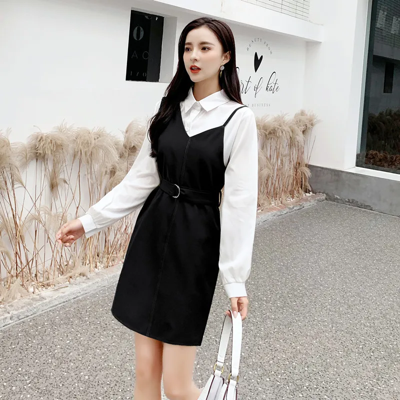 Photo Shoot Two-Piece Set Strapped Dress + Long-sleeve Blouse WOMEN'S Dress 2019 Autumn New Style Korean-style Two-Piece Women's
Photo Shoot Two-Piece Set Strapped Dress + Long-sleeve Blouse WOMEN'S Dress 2019 Autumn New Style Korean-style Two-Piece Women's
