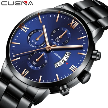 CUENA 2019 New Fashion Mens Watches with Stainless Steel Top Brand Luxury Sports Chronograph Quartz Watch Men Relogio Masculino
CUENA 2019 New Fashion Mens Watches with Stainless Steel Top Brand Luxury Sports Chronograph Quartz Watch Men Relogio Masculino