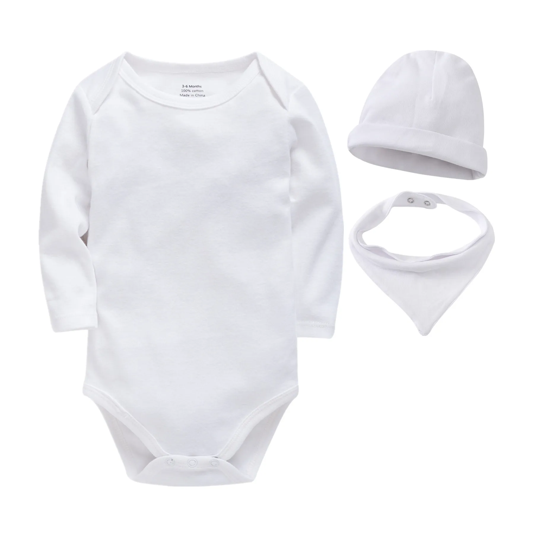 

0-24M Solid 100%Cotton Baby Bodysuits Unisex Newborn Clothing Girl Romper Hats Bibs Roupas De Bebe Infantil Baby Outfit Jumpsuit