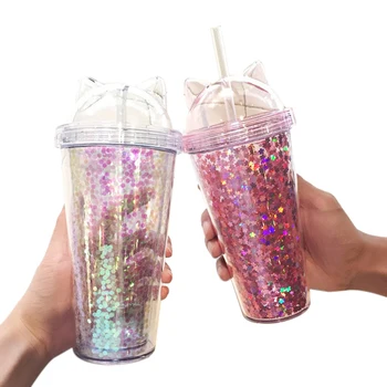 Cute Cat Ear Flash Film Double Layer Cup 420ML Gift Custom Cup Creative Plastic Water Cup Straw Cup
Cute Cat Ear Flash Film Double Layer Cup 420ML Gift Custom Cup Creative Plastic Water Cup Straw Cup