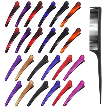24pcs Sectioning Clips + 1pcs Antistatic Tail Comb Multicolor Professional Hair Clamp Grips for Women Girls Hair Styling Tool
24pcs Sectioning Clips + 1pcs Antistatic Tail Comb Multicolor Professional Hair Clamp Grips for Women Girls Hair Styling Tool