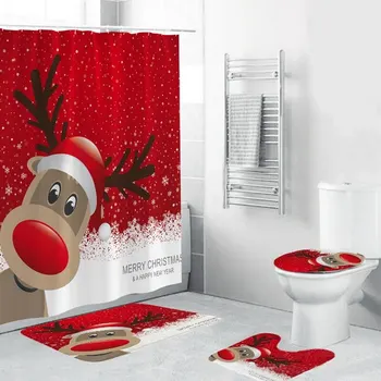 Christmas Rugs and Mats Sets Memory Foam Bath Mat U-Shaped Contour Shower Mat Non Slip Absorbent Toilet Lid Cover Shower Curtain
Christmas Rugs and Mats Sets Memory Foam Bath Mat U-Shaped Contour Shower Mat Non Slip Absorbent Toilet Lid Cover Shower Curtain