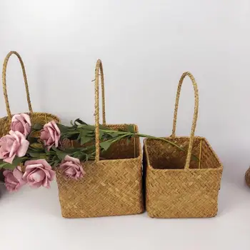 Rectangle Round Hand-woven Straw Women Shoulder Bag Wicker Woven Women's Handbag Straw Storage Basket Wedding Flower Basket 2020 
Rectangle Round Hand-woven Straw Women Shoulder Bag Wicker Woven Women's Handbag Straw Storage Basket Wedding Flower Basket 2020