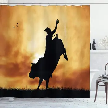 Western Shower Curtain by Bull Rider Silhouette at Sunset Dramatic Sky Rural Countryside Landscape Rodeo Fabric Bathroom Decor
Western Shower Curtain by Bull Rider Silhouette at Sunset Dramatic Sky Rural Countryside Landscape Rodeo Fabric Bathroom Decor