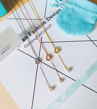 XL TFB Original 925 Sterling Silver Classic Gold Heart Pearl Necklace with Logo Women's Jewelry Free Shipping. 
XL TFB Original 925 Sterling Silver Classic Gold Heart Pearl Necklace with Logo Women's Jewelry Free Shipping.