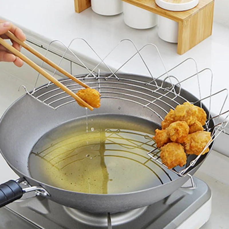 Multi-function Frying Oil Filter Rack Stainless Steel Semicircle Steaming Drain Oil Holder Kitchen Cooking Foldable Gadgets
Multi-function Frying Oil Filter Rack Stainless Steel Semicircle Steaming Drain Oil Holder Kitchen Cooking Foldable Gadgets