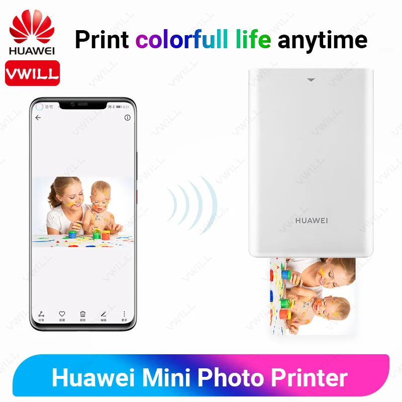 

Original Huawei Mini Photo Printer AR Printer Zink Portable Pocket Printer Bluetooth 4.1 300dpi Support DIY Share 500mAh CV80