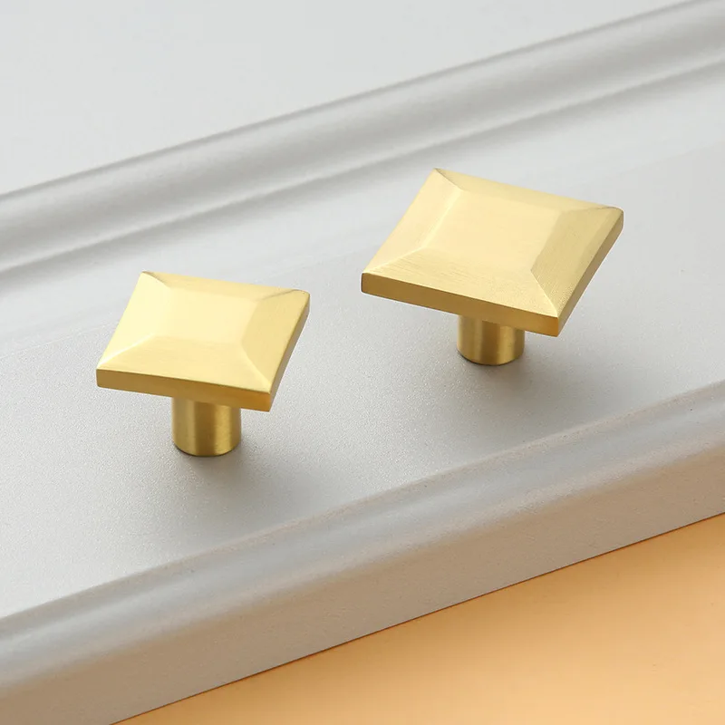 Q40 NEYLEND Square Brass Cabinet Knobs and Pulls Drawer Single Hole Solid Copper Wardrobe Door TV Golden Handle | Обустройство дома