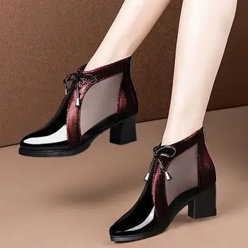 2020 New Single Shoes Woman Mid Heels Patent leather +Mesh Women Pumps Thick Heel Female Pointed toe Shoe Zip Wine-red Blue 
2020 New Single Shoes Woman Mid Heels Patent leather +Mesh Women Pumps Thick Heel Female Pointed toe Shoe Zip Wine-red Blue