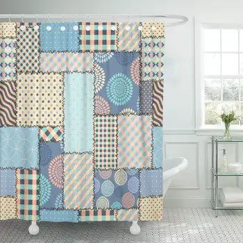 Continuity Pattern Blue Retro Patchwork of Rectangles Curve Quilt Shower Curtain Waterproof 72 x 72 Inches Set with Hooks
Continuity Pattern Blue Retro Patchwork of Rectangles Curve Quilt Shower Curtain Waterproof 72 x 72 Inches Set with Hooks