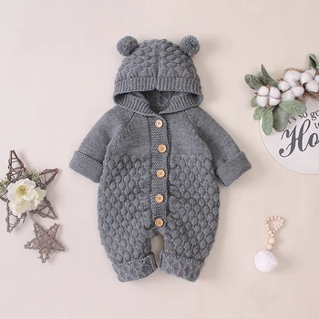Newborn Baby Romper Autumn One-Piece Suit Children's Furry Ball Hooded Solid Color Knitted Crawling Jumpsuit Kids Clothes Warm
Newborn Baby Romper Autumn One-Piece Suit Children's Furry Ball Hooded Solid Color Knitted Crawling Jumpsuit Kids Clothes Warm
