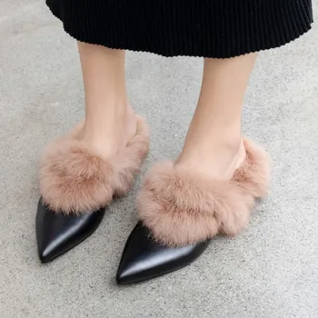 Womens Pointy Toe Genuine Leather Real Rabbit Fur Mules Loafers Flats Slipper Warm Winter Snow Shoes Furry Black Plus Size 34-43
Womens Pointy Toe Genuine Leather Real Rabbit Fur Mules Loafers Flats Slipper Warm Winter Snow Shoes Furry Black Plus Size 34-43