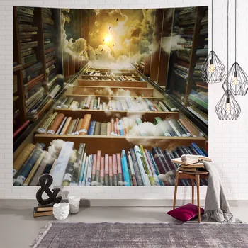 3D Bookshelf Leading To The Sky Tapestry Hippie Retro Brick Wall Hanging Polyester Carpet Dorm Living Background Home Decoration
3D Bookshelf Leading To The Sky Tapestry Hippie Retro Brick Wall Hanging Polyester Carpet Dorm Living Background Home Decoration