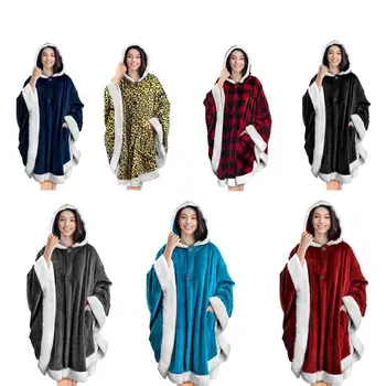 Autumn Winter Hooded Blanket Leopard Print Cloak Double-sided Flannel Pocket Plush Cloak Watch TV Blanket Camping Warm Blanket 
Autumn Winter Hooded Blanket Leopard Print Cloak Double-sided Flannel Pocket Plush Cloak Watch TV Blanket Camping Warm Blanket
