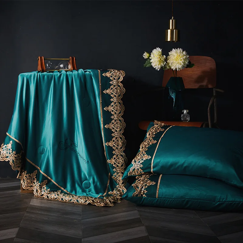 New Style French Lace 40 Tencel Summer Quilt with Celebrity Style Pillow Case Three-piece Set Summer Cool Blanket
New Style French Lace 40 Tencel Summer Quilt with Celebrity Style Pillow Case Three-piece Set Summer Cool Blanket