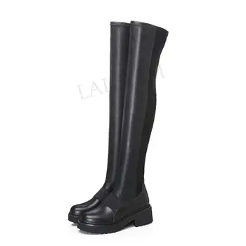 LAIGZEM Women Over Knee Boots Mid Chunky Heels Leather Elastic Wide Calf Boots Ladies Shoes Botines Mujer Large Size 41 42 43
LAIGZEM Women Over Knee Boots Mid Chunky Heels Leather Elastic Wide Calf Boots Ladies Shoes Botines Mujer Large Size 41 42 43