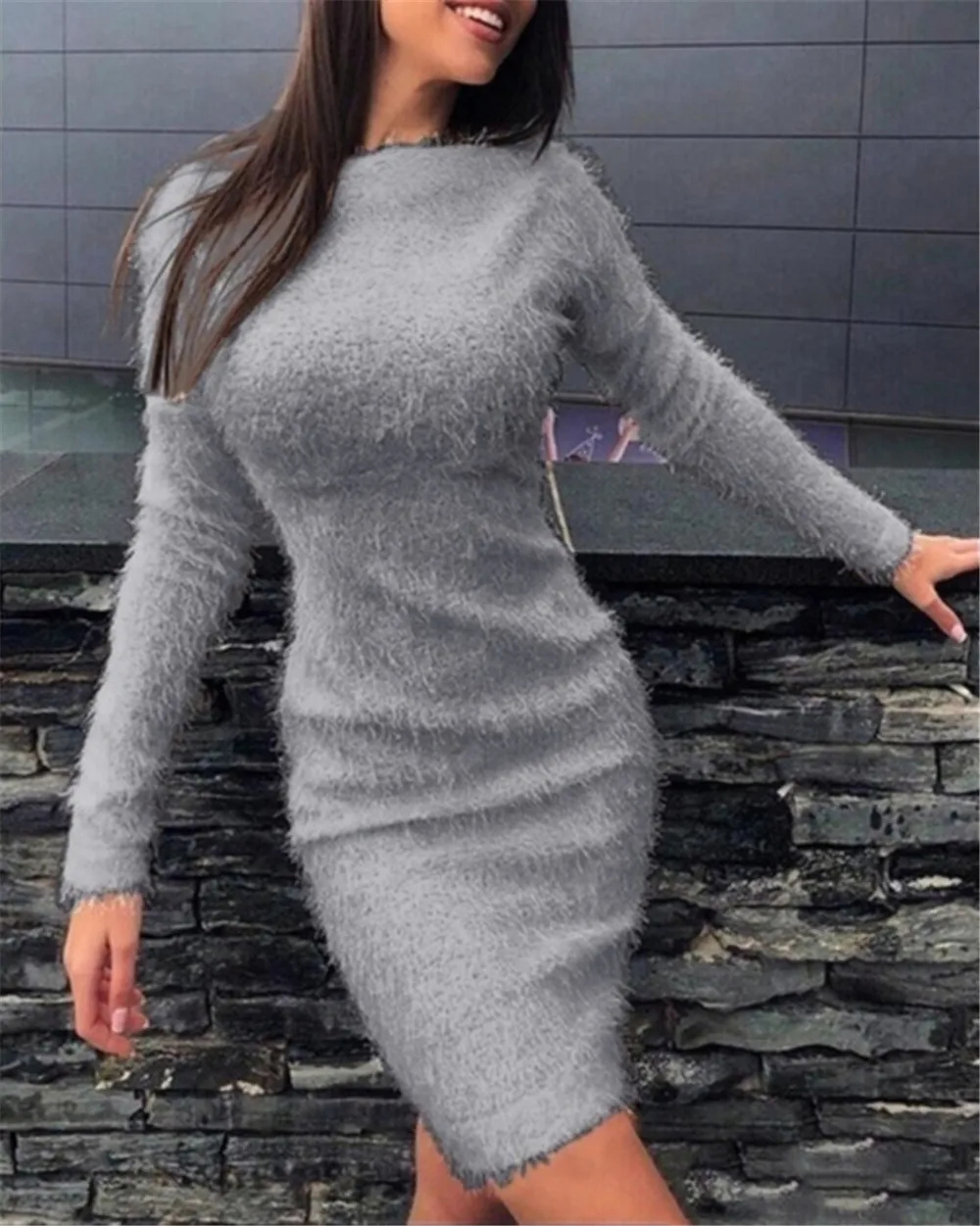 Long Sleeve Dress For Women Solid Color Slim Mini Dress Autumn Winter Plush Oversized Dress
Long Sleeve Dress For Women Solid Color Slim Mini Dress Autumn Winter Plush Oversized Dress