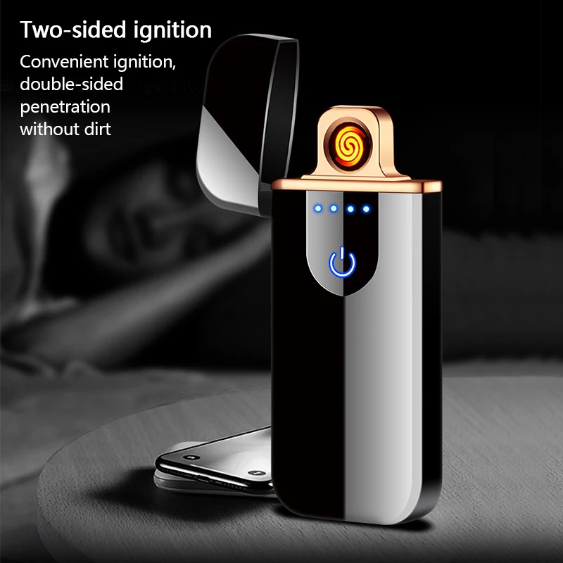 

2019 New USB Metal Charging Lighter windprood electronic lighters Touch sensitive for men gadgets cigarette Smoking Accessories